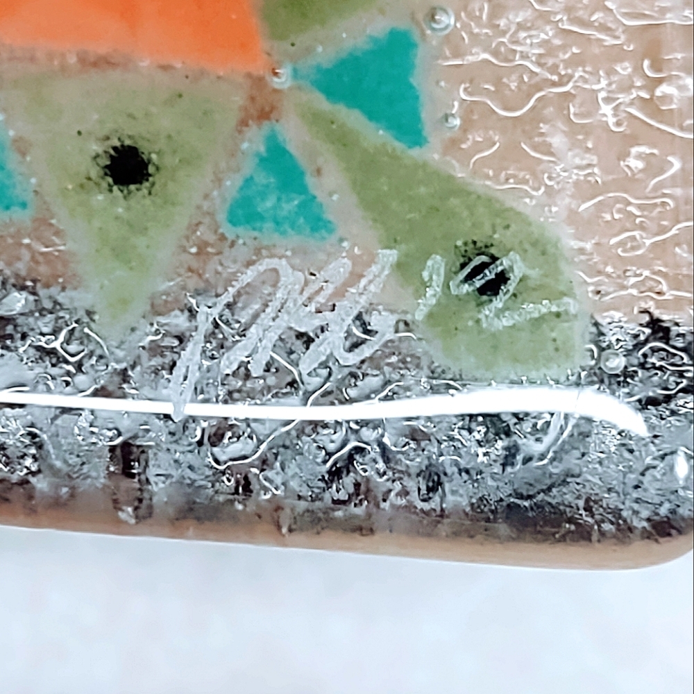 KOKOPELLI FUSED GLASS TRAY SIGNED BY PEGGY KARR RETIRED 2002 - Picture 5 of 9